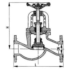 Фланцевый проходной сальниковый судовой запорный клапан с ручным управлением 125x25 мм 521-01.197 ТУ