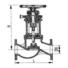 Фланцевый проходной сильфонный судовой запорный клапан с ручным управлением 40x6 мм 521-35.1598 ТУ