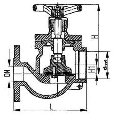 Клапан запорный проходной фланцевый концевой пожарный 50x10 мм 595-35.088-02 (ИТШЛ.491216.006-02)