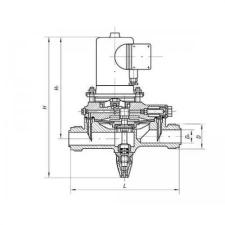 Латунный запорный проходной штуцерный клапан с электромагнитным приводом и ручным управлением 20x10 мм 587-35.8490-05 (ИТШЛ.49211107-05) ТУ