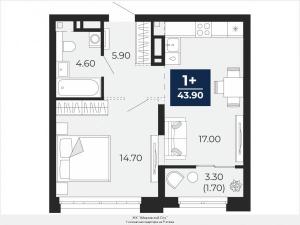 Продается 1-комнатная квартира с отделкой в новом жилом комплексе