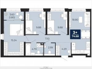Продается 3-комнатная квартира в новом жилом комплексе