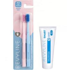 Зубные щетки Revyline SM6000 DUO (розовая и голубая) и зубная паста Smart