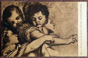 Антикварная открытка. Тициан. "Вознесение Девы Марии (фрагмент)"
