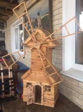 Деревянный ветряк в стиле голландской мельницы, интерьерный предмет