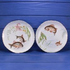 Пара редких антикварных тарелок с изображением рыб от Розенталь