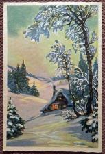 Антикварная открытка "В предгорье зимой"