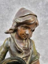 Статуэтка Девочка с горшочком, металл шпиатр, авторская, Франция, 19 век