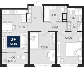 Продается 2-комнатная квартира с отделкой в новом ЖК
