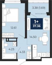 Продается просторная 1-комнатная квартира с отделкой в новом жилом комплексе
