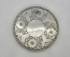 Серебряное ажурное блюдо, серебро 900 проба, старинное, Европа