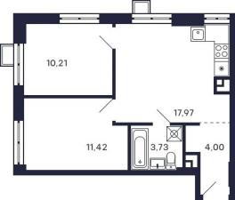 Продается двухкомнатная квартира в новом жилом комплексе, рядом с метро