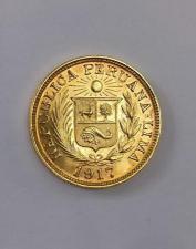 Золотая монета перуанская либра, 1917 год