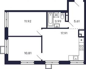 Продается 2-комнатная квартира в новом ЖК, метро рядом