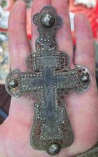 Церковный серебряный крест наперсный ,19 век
