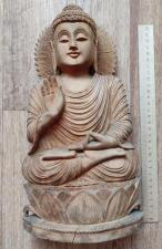 Деревянная статуэтка Будда, ручная резьба по дереву, старинная