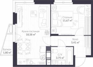 Продается однокомнатная квартира с отделкой в новом жилом комплексе