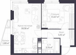 Продается 1-комнатная квартира с отделкой в новом ЖК